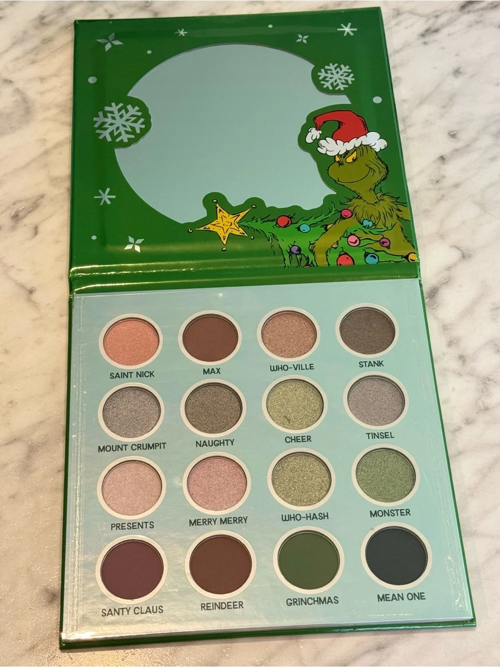 The Grinch Eyeshadow Palette Holiday Snow Globe Front NWOT